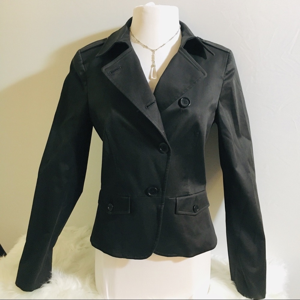 THEORY Black Cotton Blend Jacket Size 10